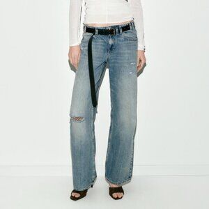 Zara Distressed Denim Boyfriend Jeans